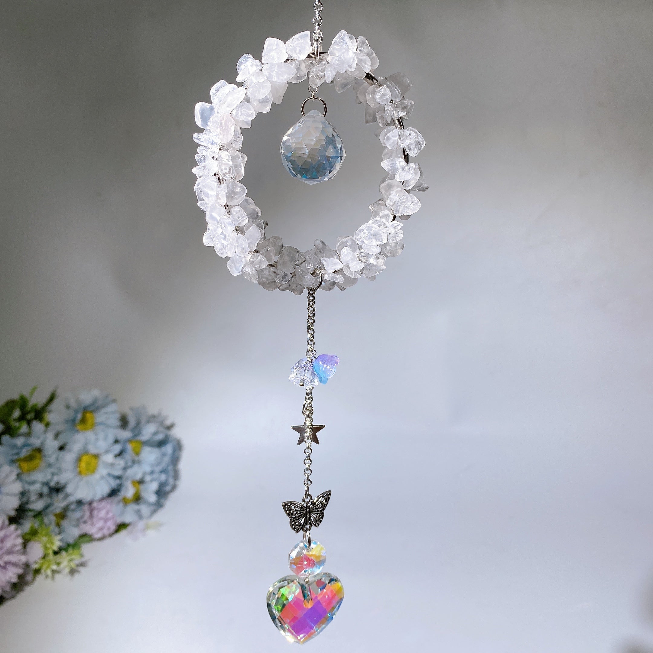 25-28cm Crystal Chips Suncatcher for Sunlight Energy Healing