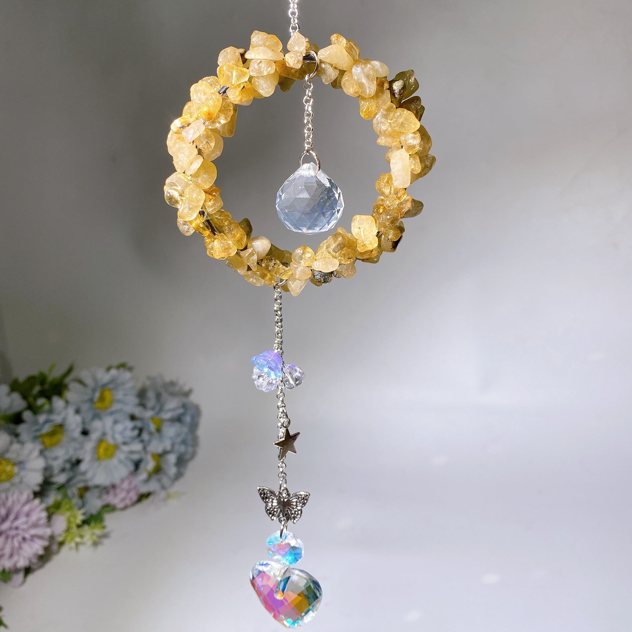 25-28cm Crystal Chips Suncatcher for Sunlight Energy Healing
