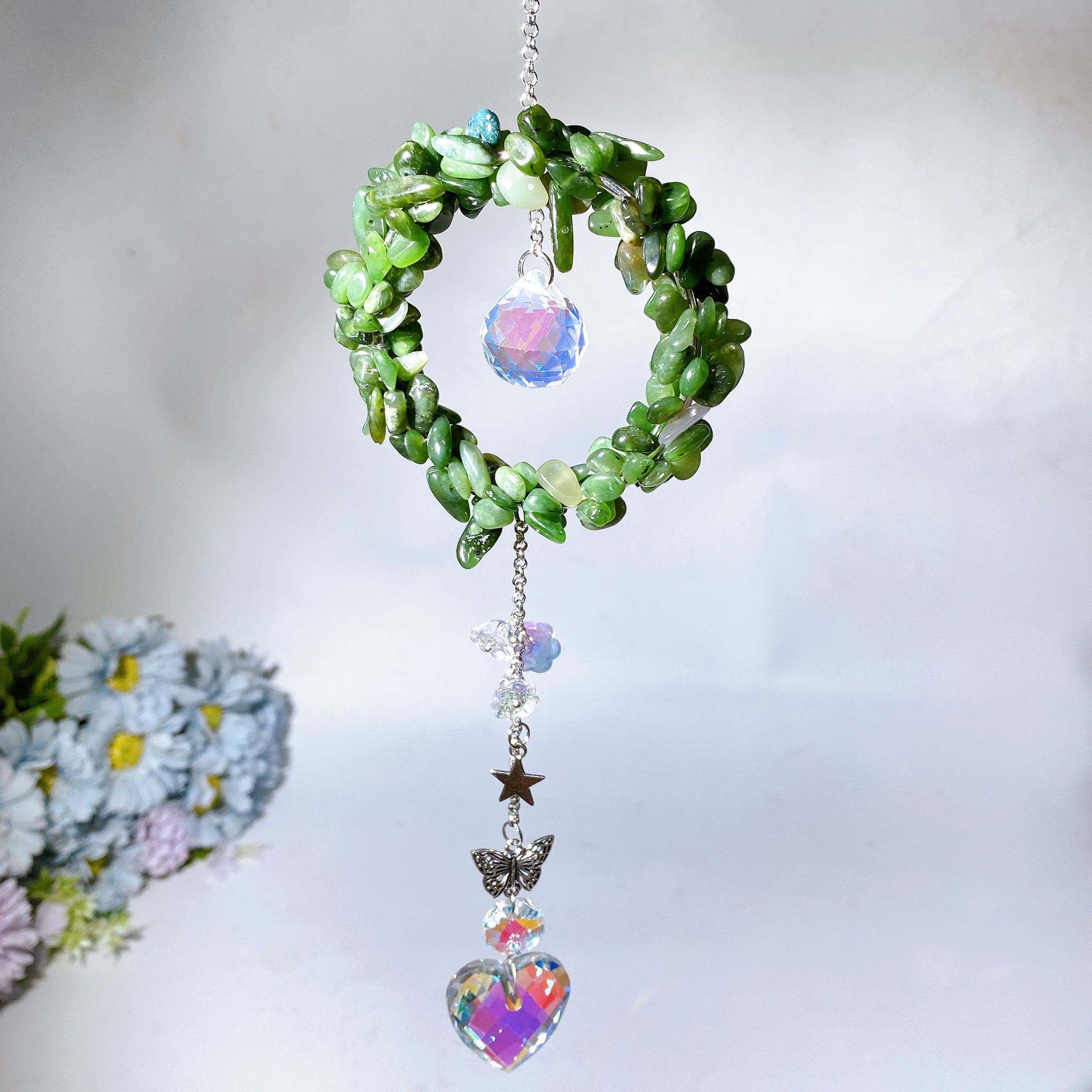 25-28cm Crystal Chips Suncatcher for Sunlight Energy Healing