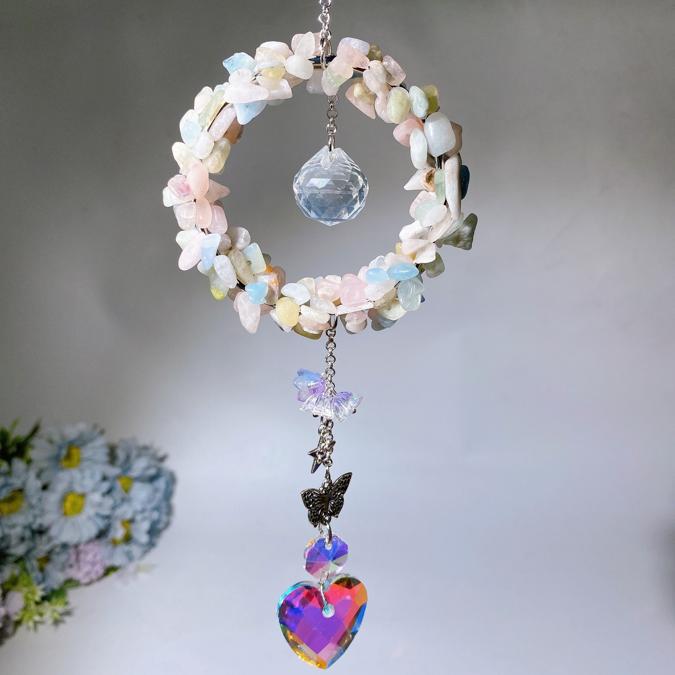 25-28cm Crystal Chips Suncatcher for Sunlight Energy Healing