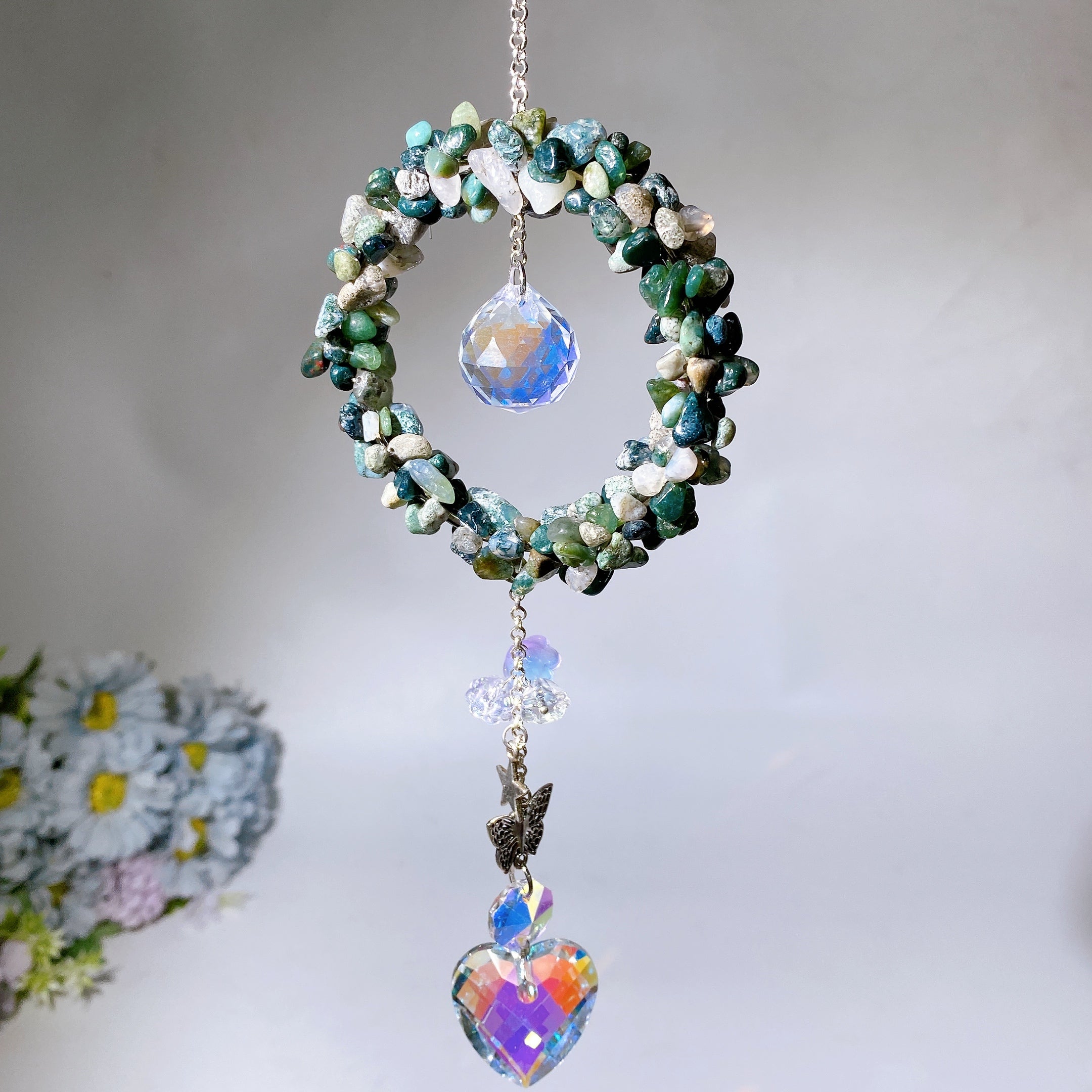 25-28cm Crystal Chips Suncatcher for Sunlight Energy Healing