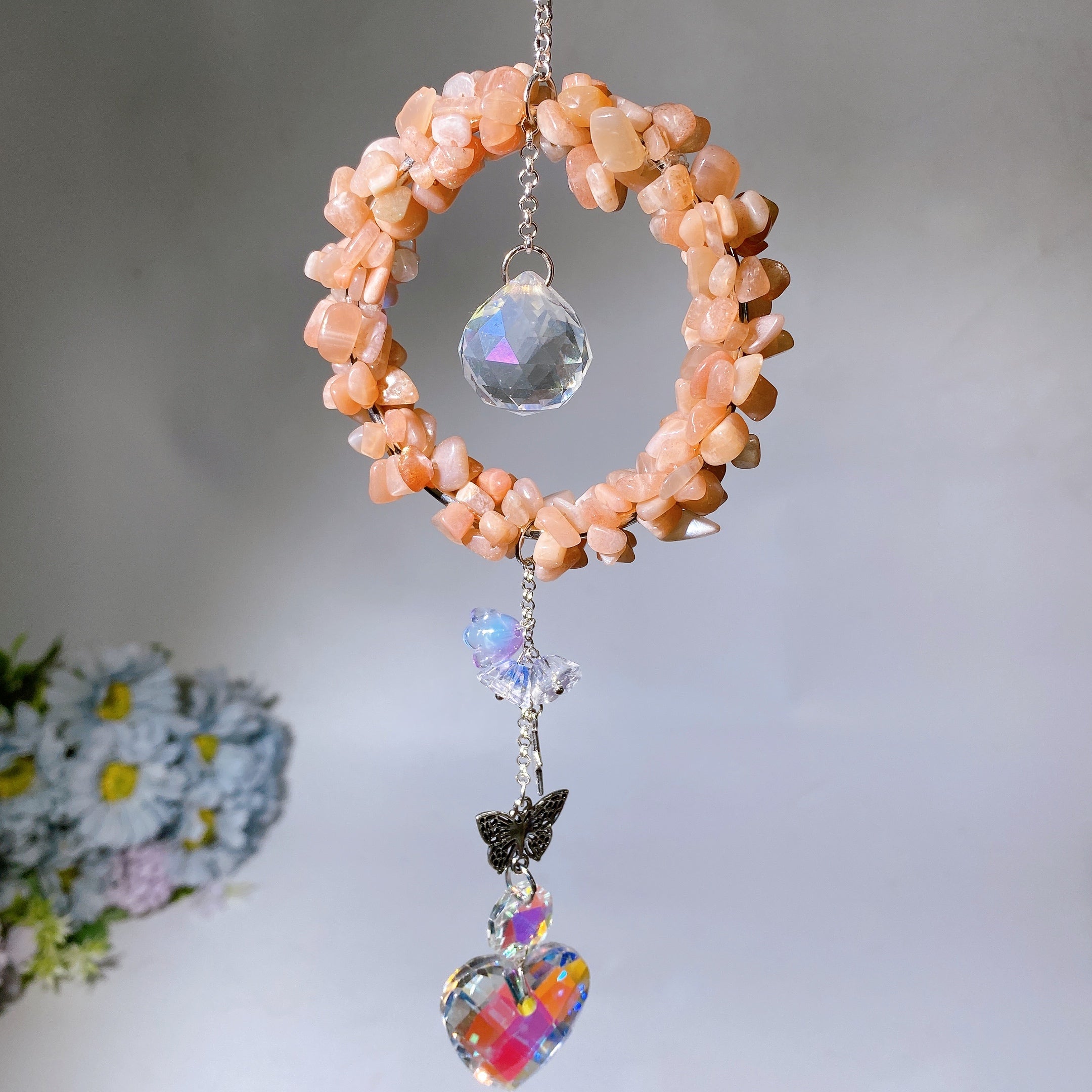 25-28cm Crystal Chips Suncatcher for Sunlight Energy Healing