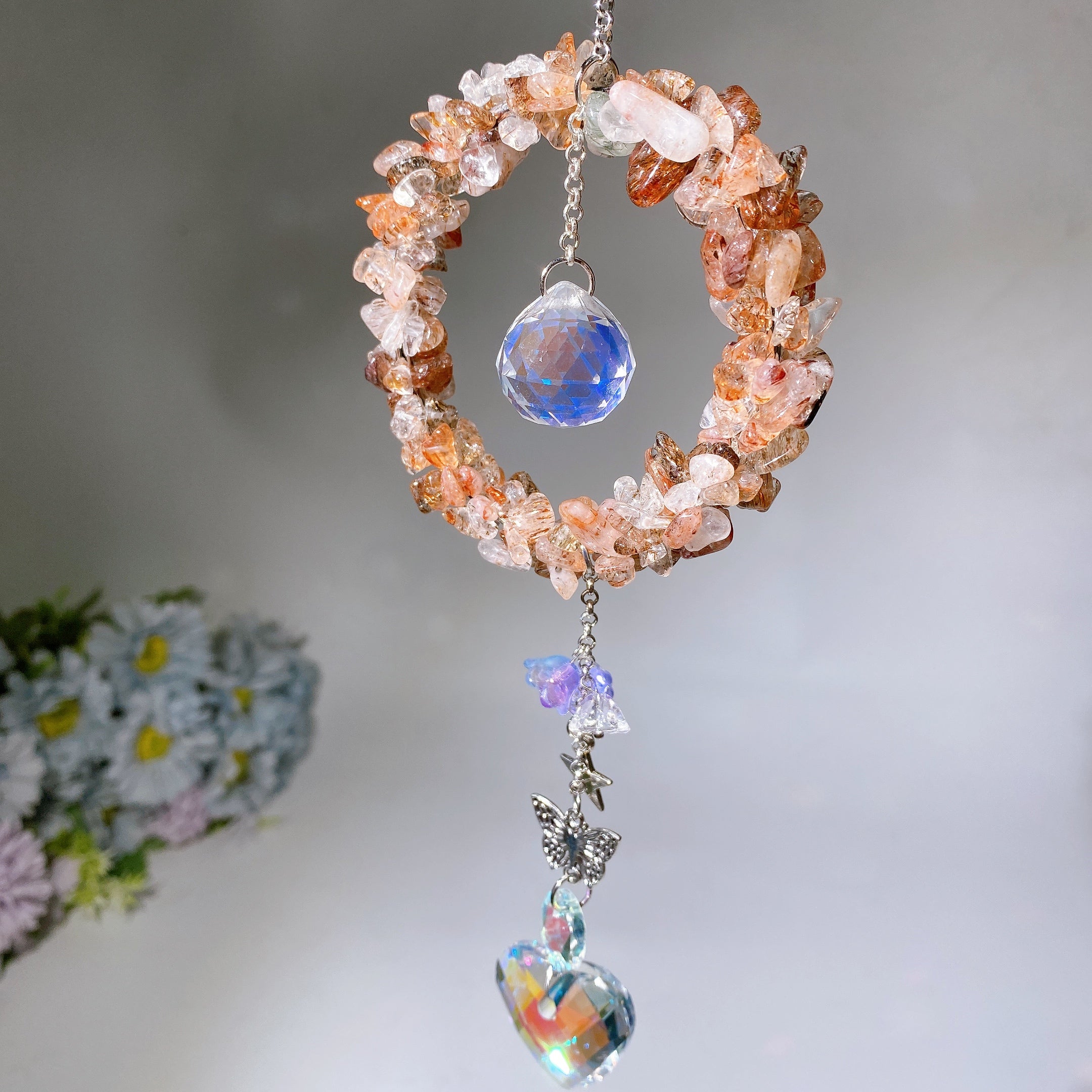 25-28cm Crystal Chips Suncatcher for Sunlight Energy Healing