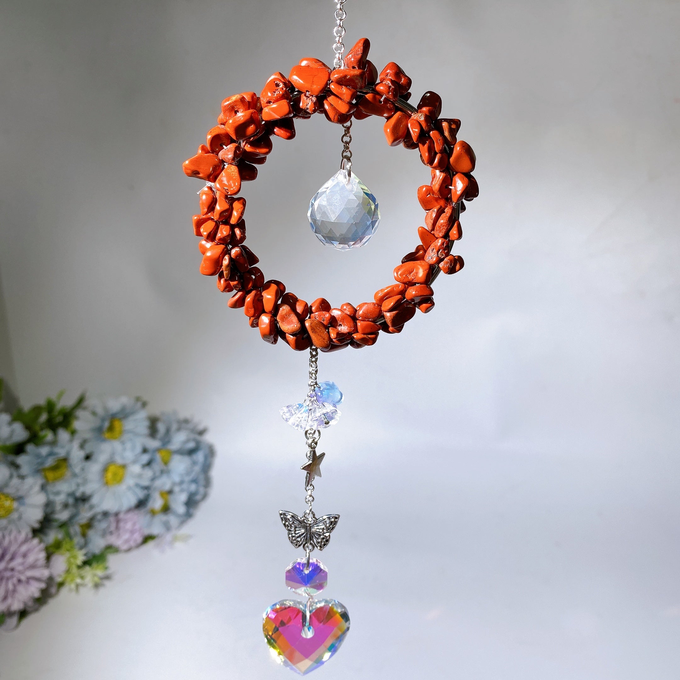 25-28cm Crystal Chips Suncatcher for Sunlight Energy Healing