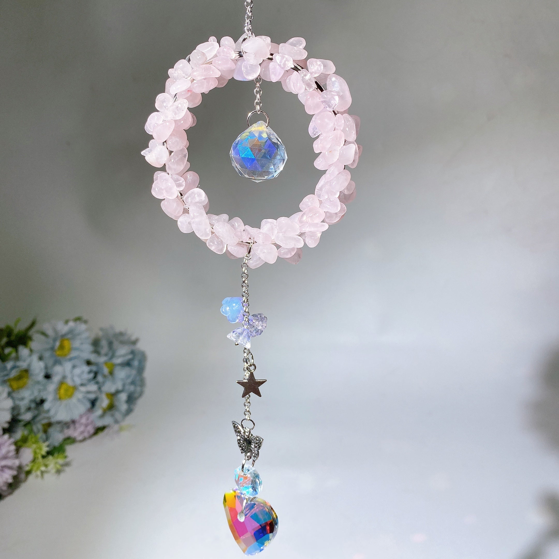 25-28cm Crystal Chips Suncatcher for Sunlight Energy Healing