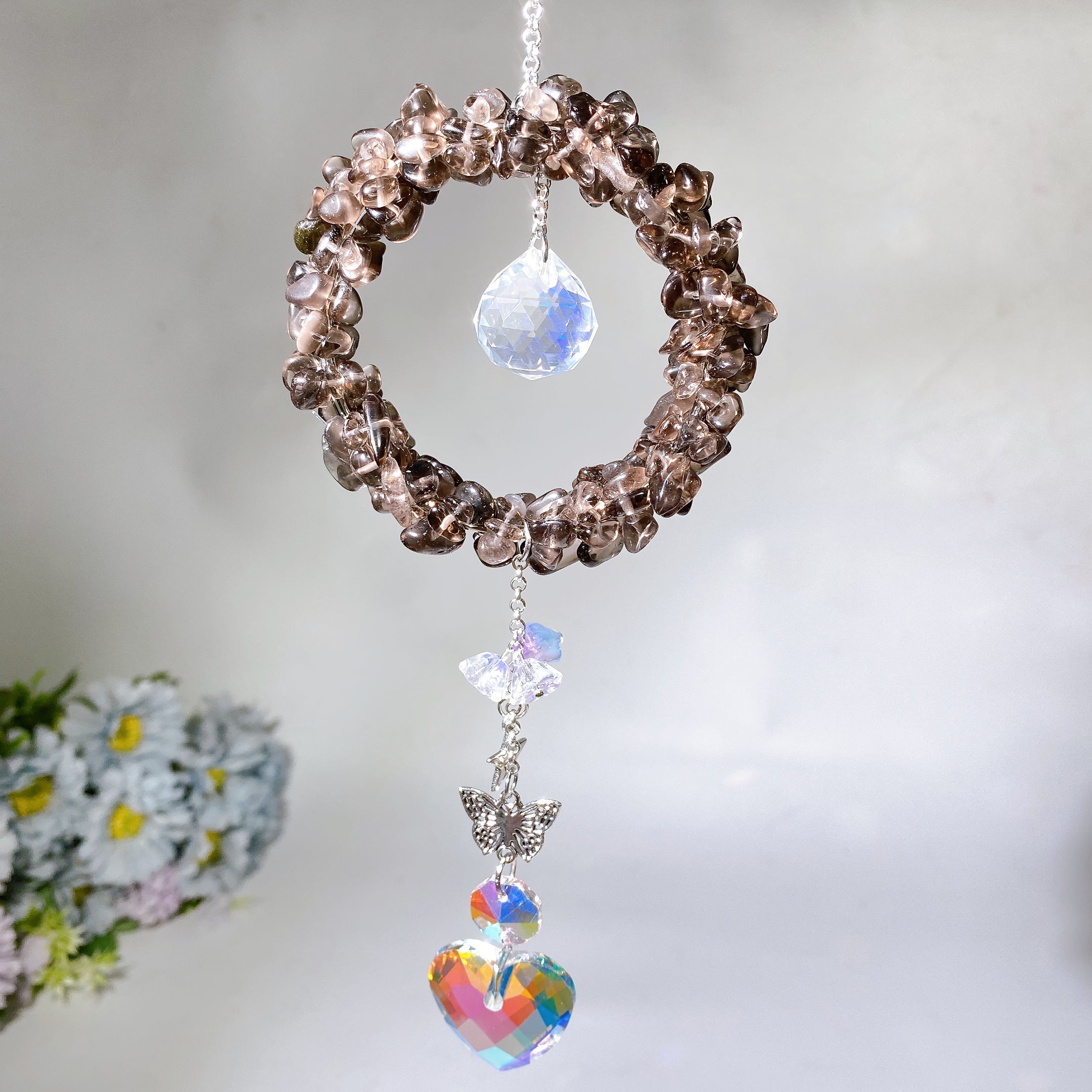 25-28cm Crystal Chips Suncatcher for Sunlight Energy Healing