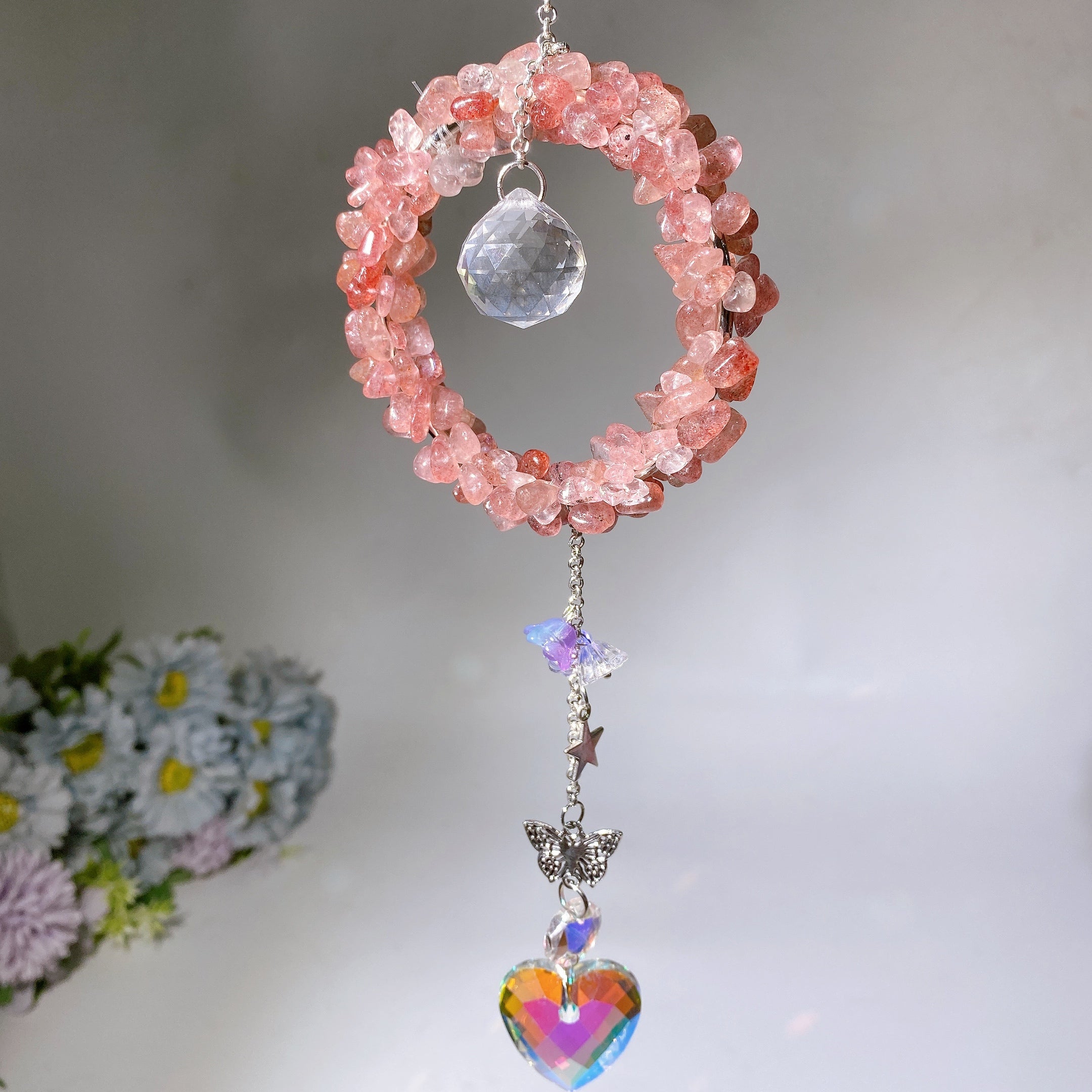 25-28cm Crystal Chips Suncatcher for Sunlight Energy Healing