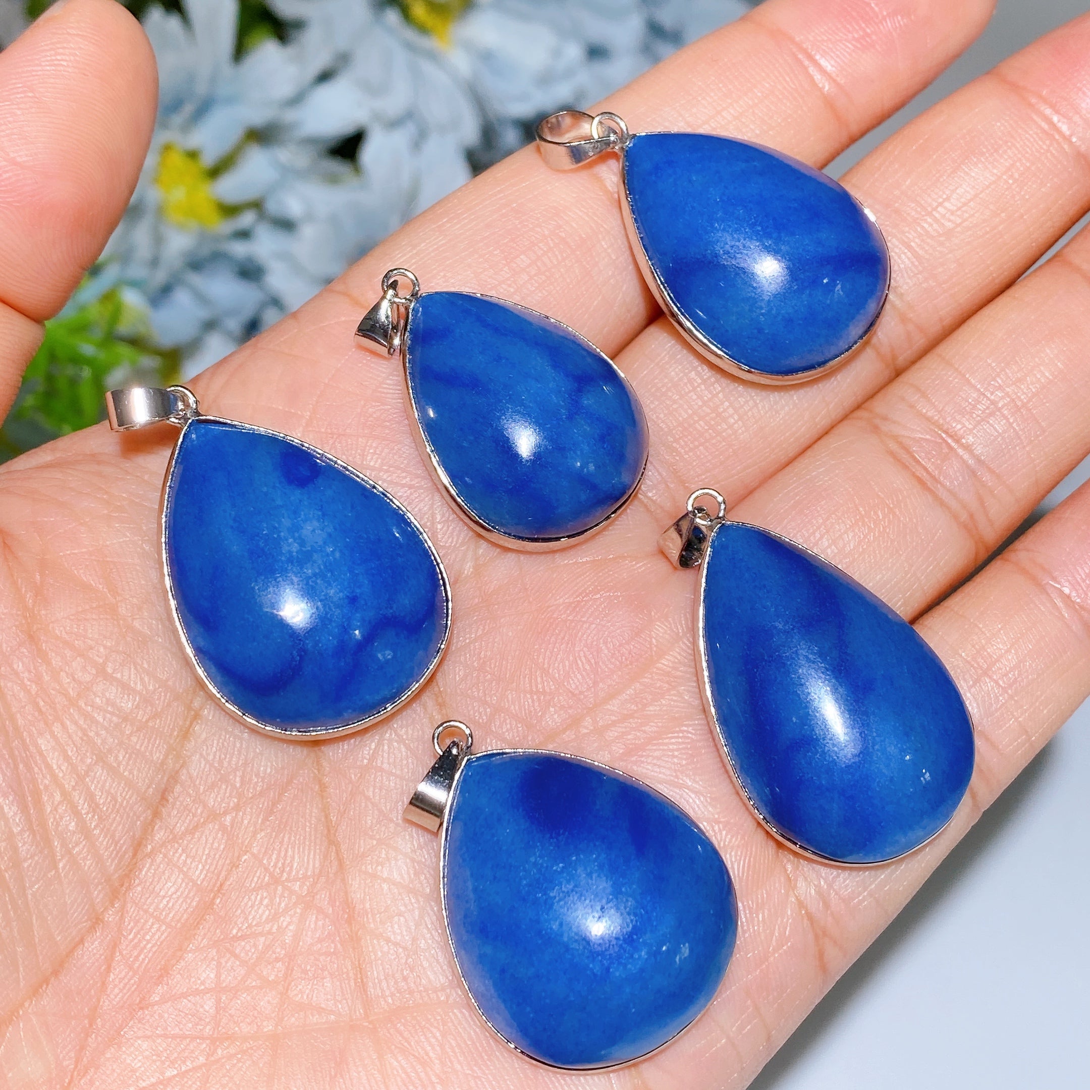 25-30mm Blue Aventurine Teardrop Pendant for Healing