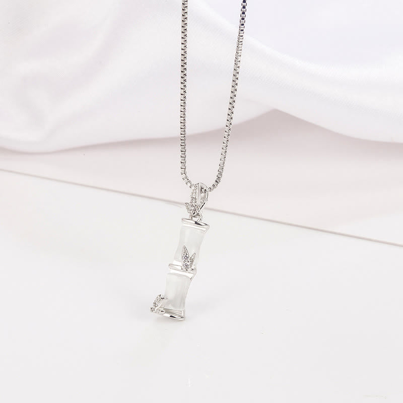 Chalcedony Bamboo Harmony Spiritual Necklace 47cm Pendant