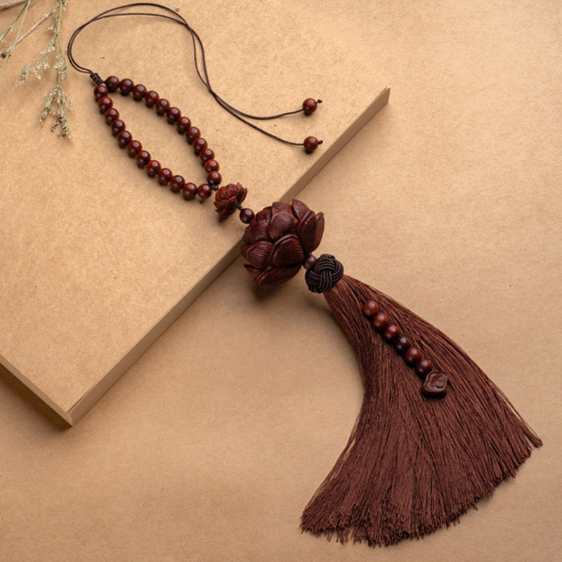 Small Leaf Red Sandalwood Zen Decor | Luck & Protection Tassel