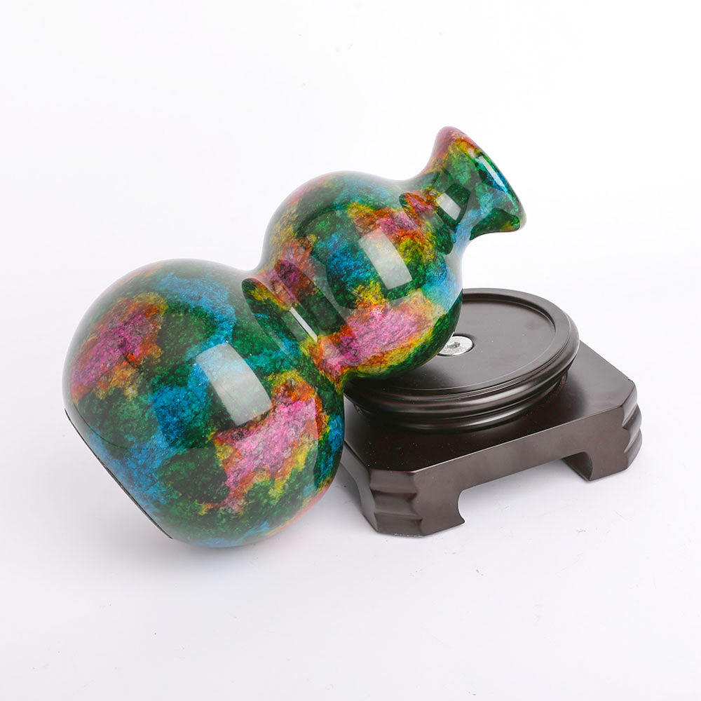 25cm Seven-Color Jade Vase with Base for Zen Decor