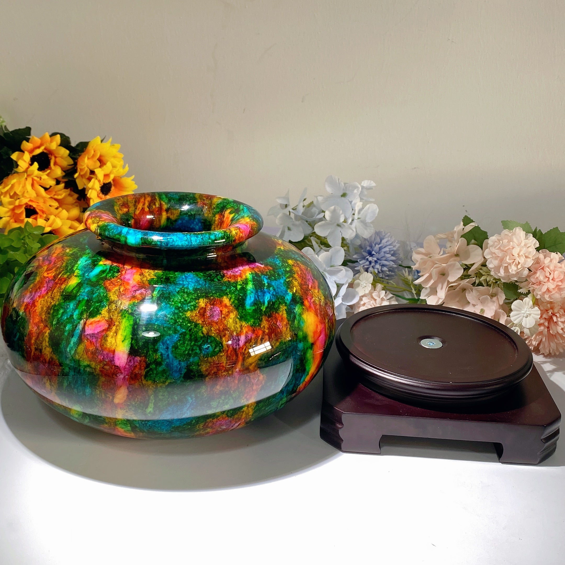 25cm Seven Color Jade Vase for Zen Decor Healing