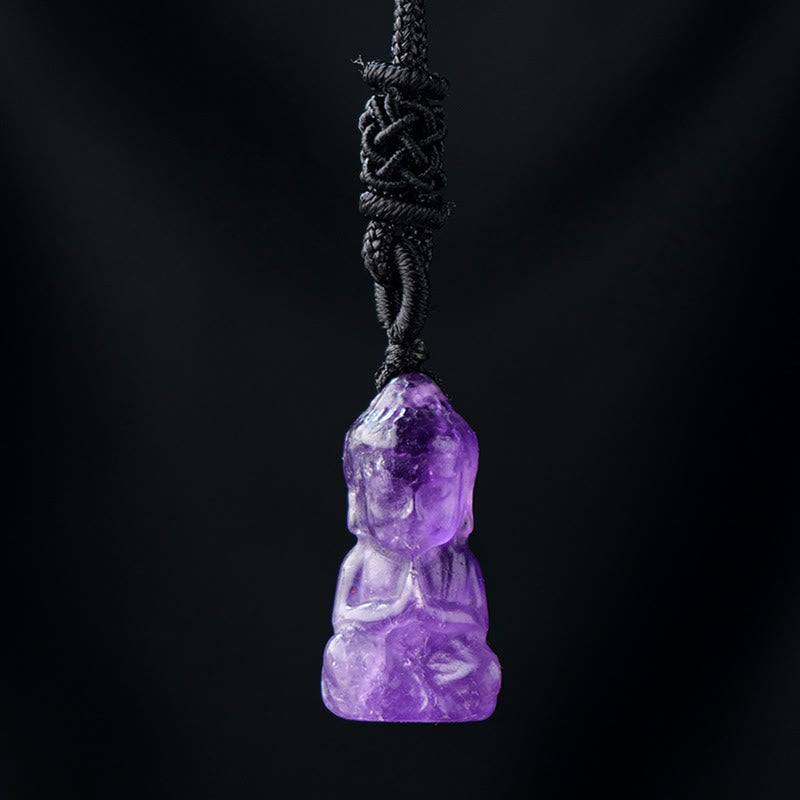 Amethyst Chakra Healing Buddha Necklace Pendant 1.4cm x 2.6cm