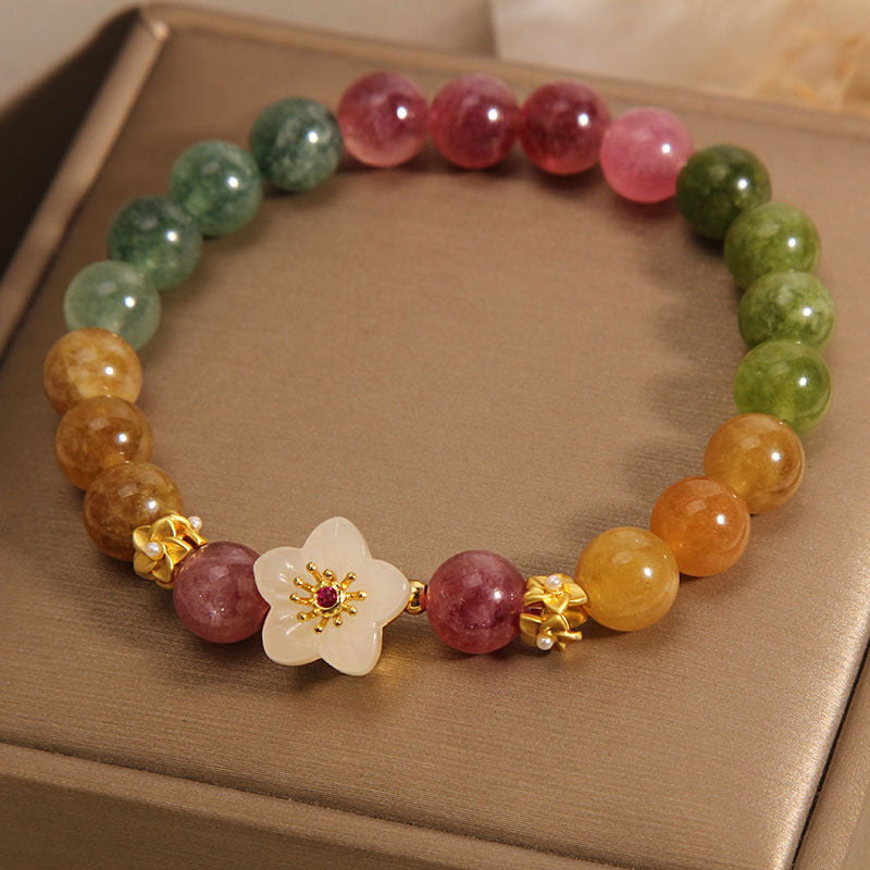 Colorful Tourmaline Jade Love Bracelet 14-16cm Wrist