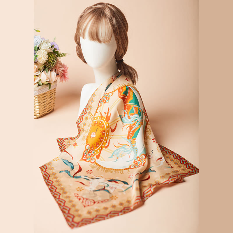 100% Mulberry Silk Scarf Inspired by Riyue Mountain | Tibetan Scarves