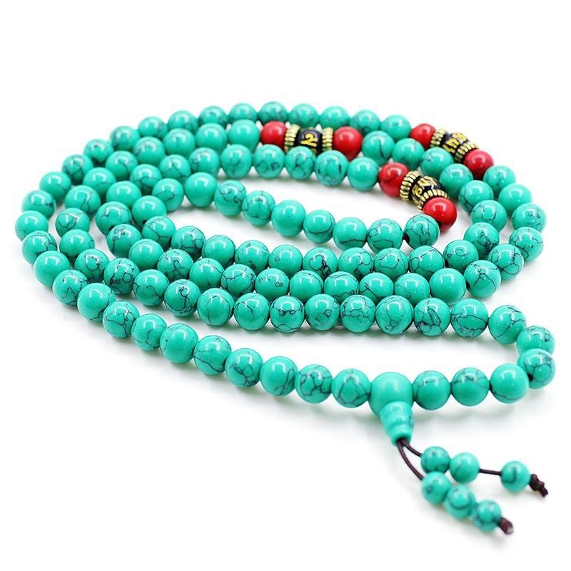 8mm Tibetan Turquoise Purification Gemstone Mala Necklace