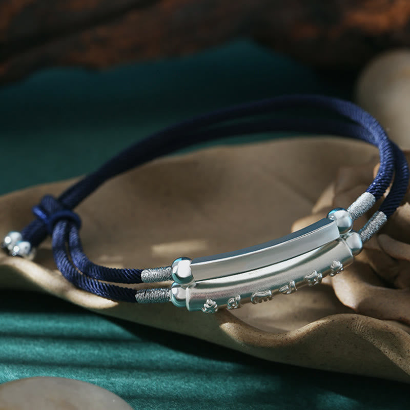 Unisex 999 Sterling Silver Om Mani Padme Hum Peace Bracelet