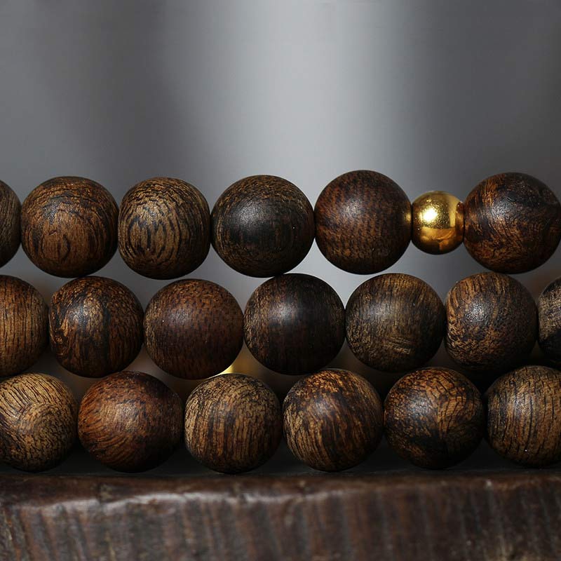 108 Wood Mala Beads Agarwood Turquoise Bracelet for Meditation