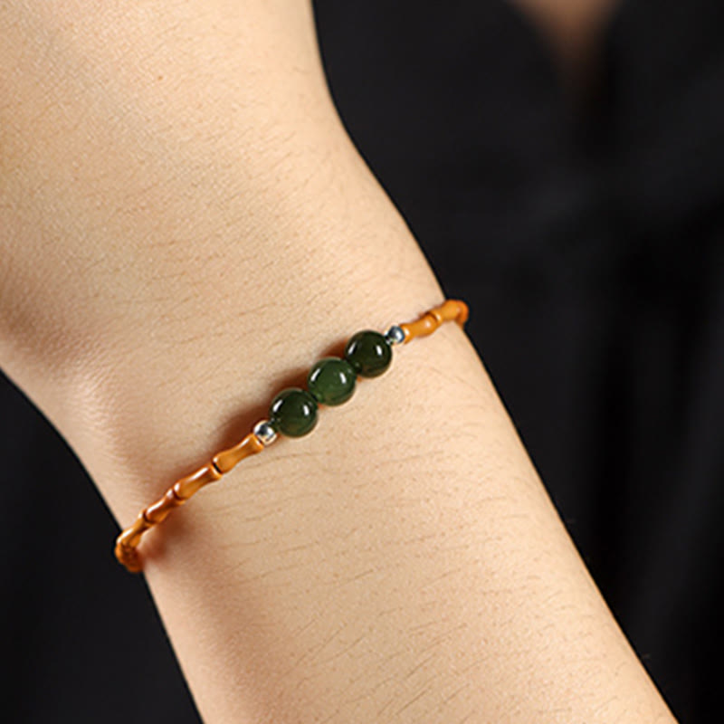 Hetian Jade and Olive Pit Luck Bracelet 6mm Beads