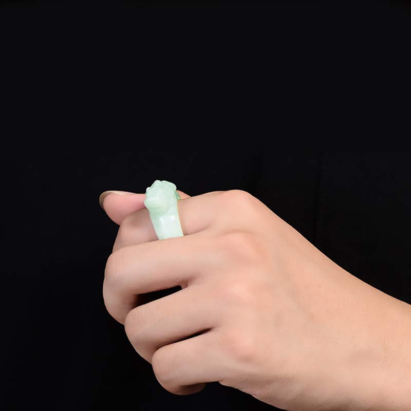 Jade Fengshui Wealth PiXiu Luck Ring for Prosperity