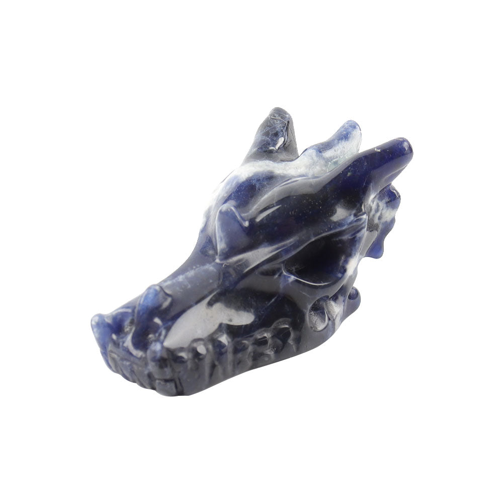 Sodalite Crystal Dragon Head Carving 2.57in Spiritual Figurine