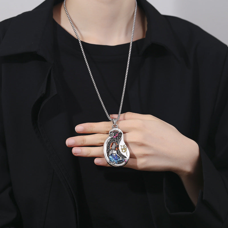 Copper Avalokitesvara Lotus Wealth Necklace for Spiritual Growth