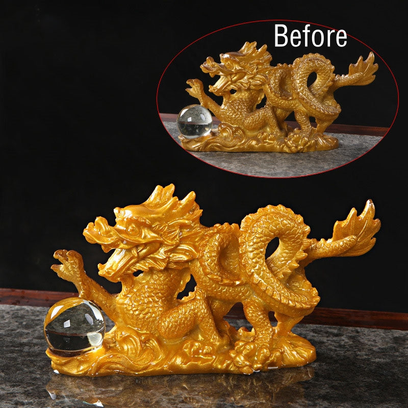 Color Changing Resin Chinese Dragon Figurine for Luck and Success
