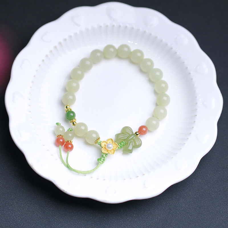 Jade Butterfly Luck Bracelet in 925 Sterling Silver