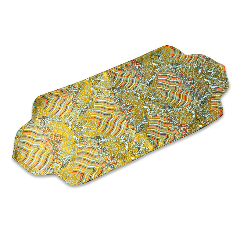 Sea Wave Bamboo Plum Blossom Brocade Tea Mat 48x22cm Zen Decor