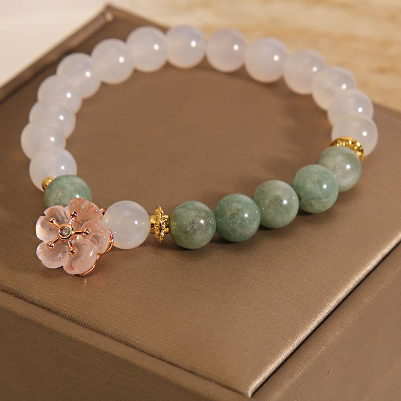 White Agate Jade Luck Protection Bracelet 14-16cm