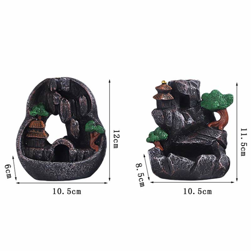 Resin Buddha Incense Burner with Mountain Bridges Pattern