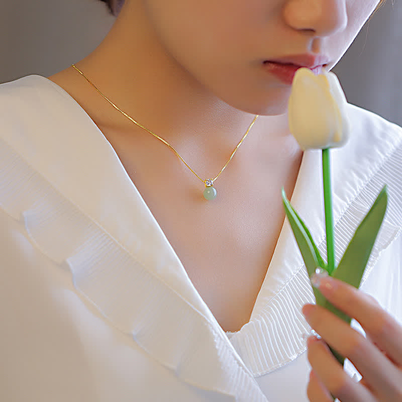 Lucky Bead Jade Prosperity Chain Pendant Necklace