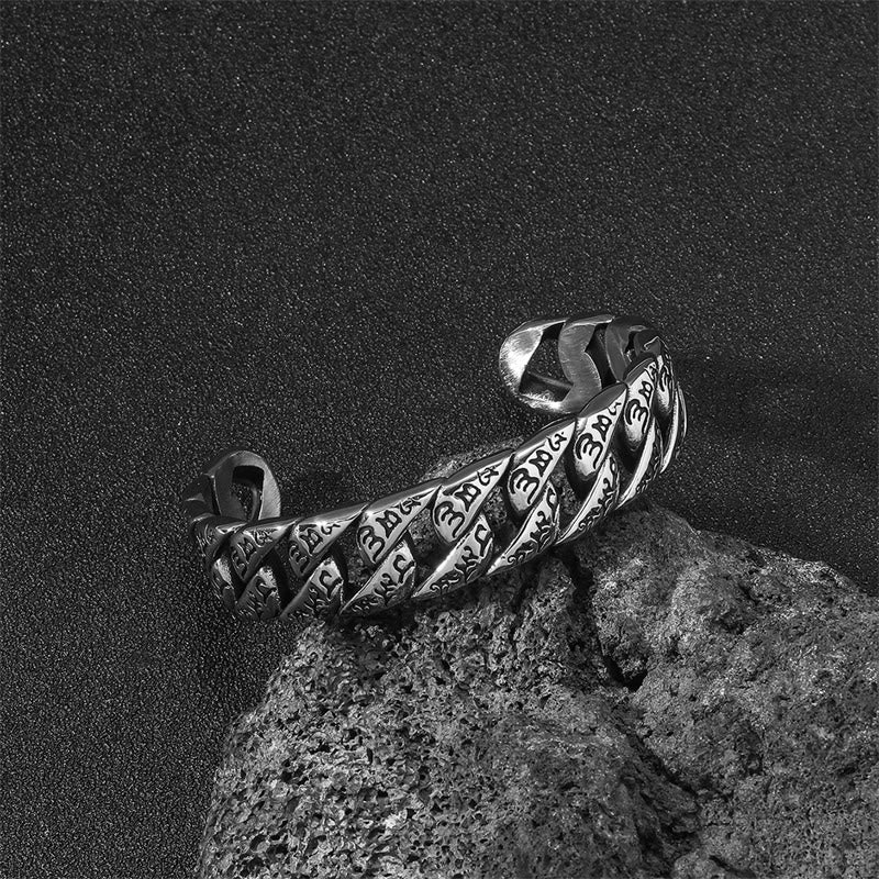 Om Mani Padme Hum Titanium Steel Handcrafted Peace Bracelet
