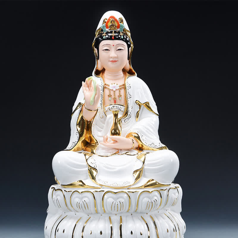 Chenrezig Bodhisattva Ceramic Buddha Statue for Success 26cm