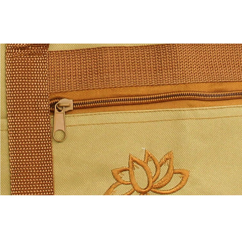 Spiritual Canvas Tote Bag with Lotus Embroidery Pattern
