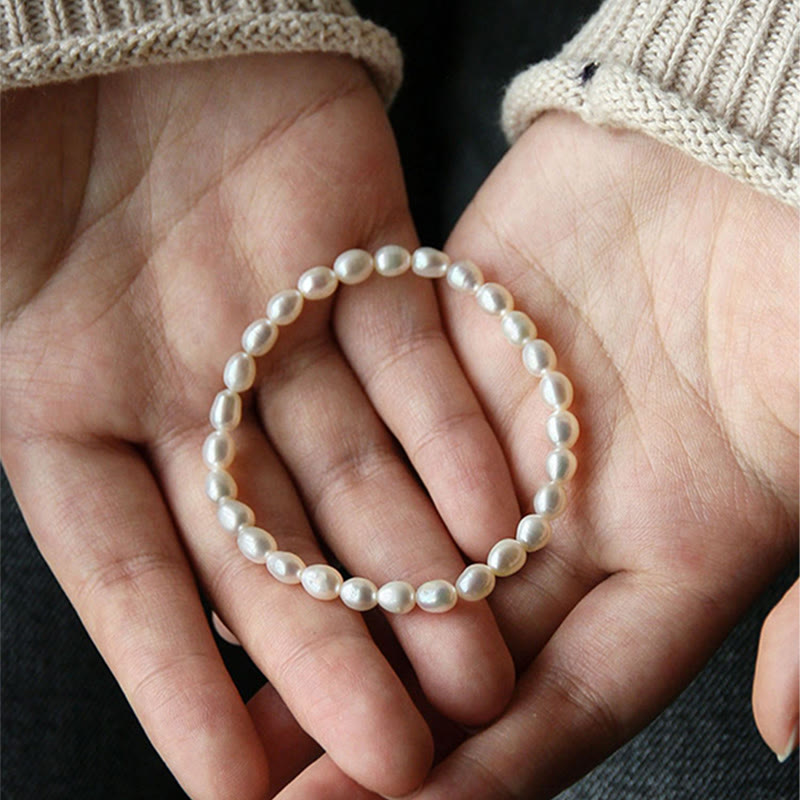 Natural Pearl Healing Beaded Bracelet 4-5mm for Optimism