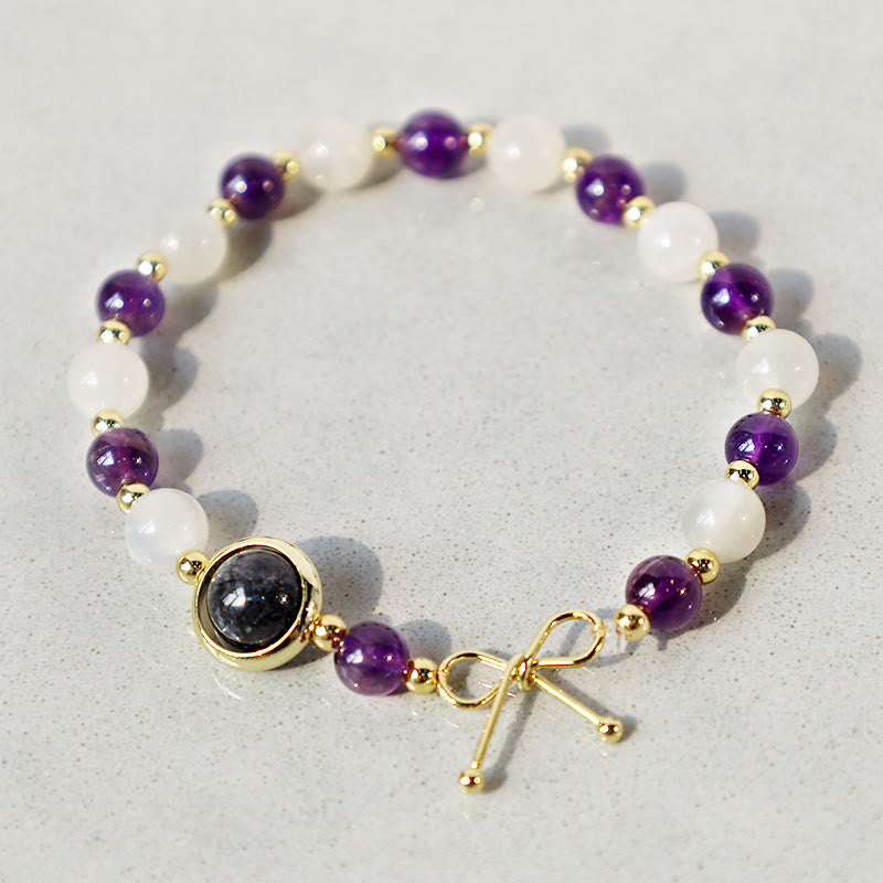 Amethyst Cat Eye Spiritual Healing Bead Bracelet