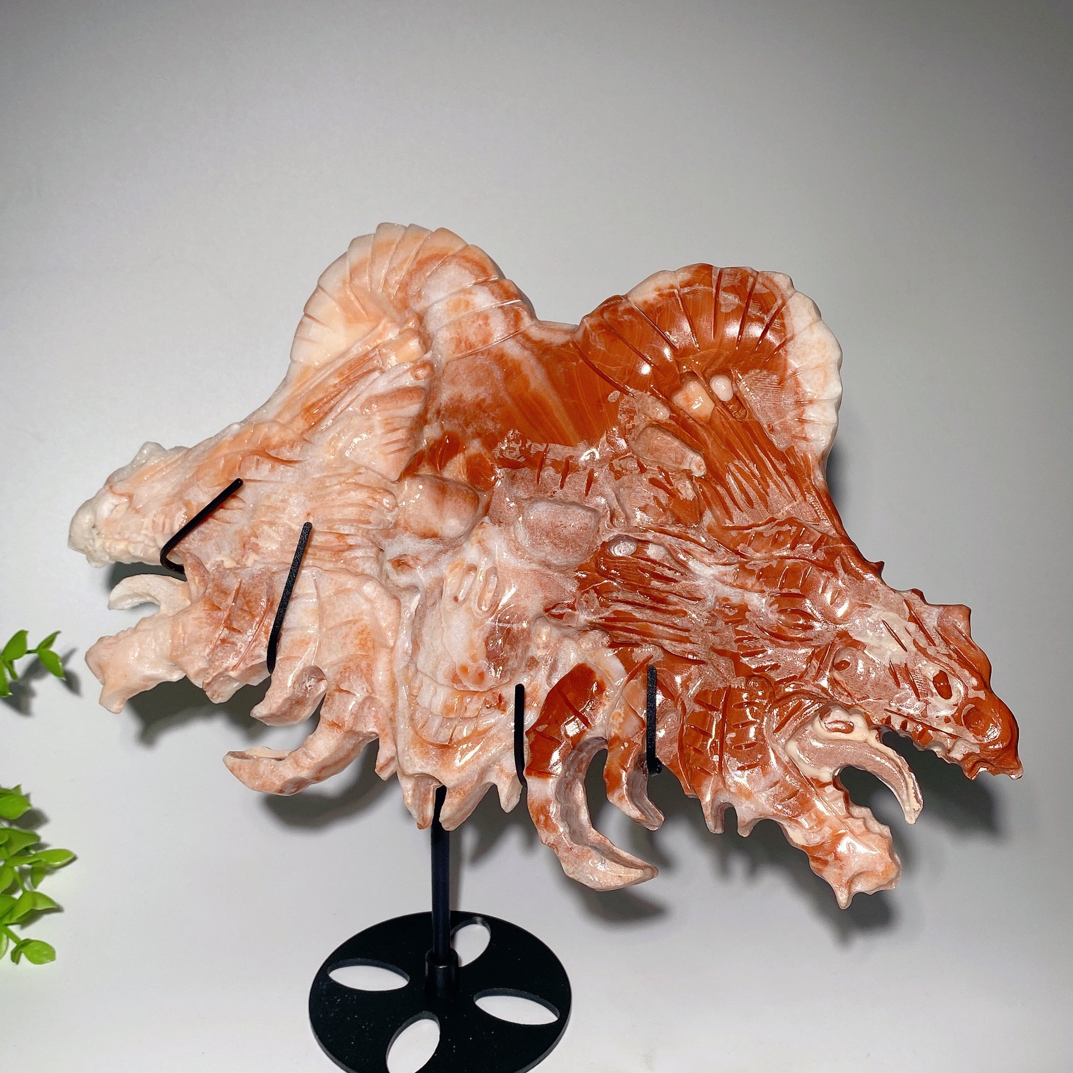 27cm Jade Dragon Carved Skull Crystal Sculpture