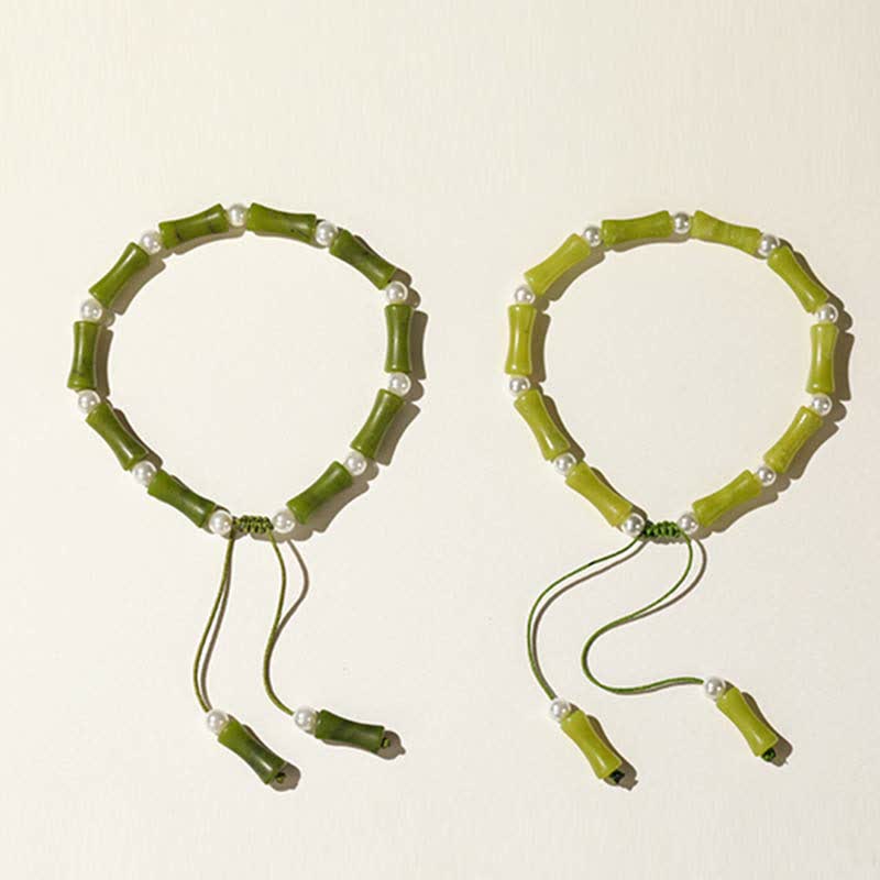 Natural Peridot Spiritual Bracelet with Bamboo Pattern for Love & Peace