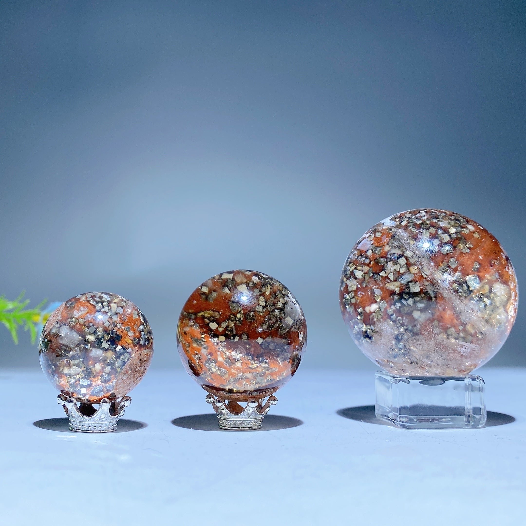 28-50mm Pyrite Quartz Crystal Sphere for Healing