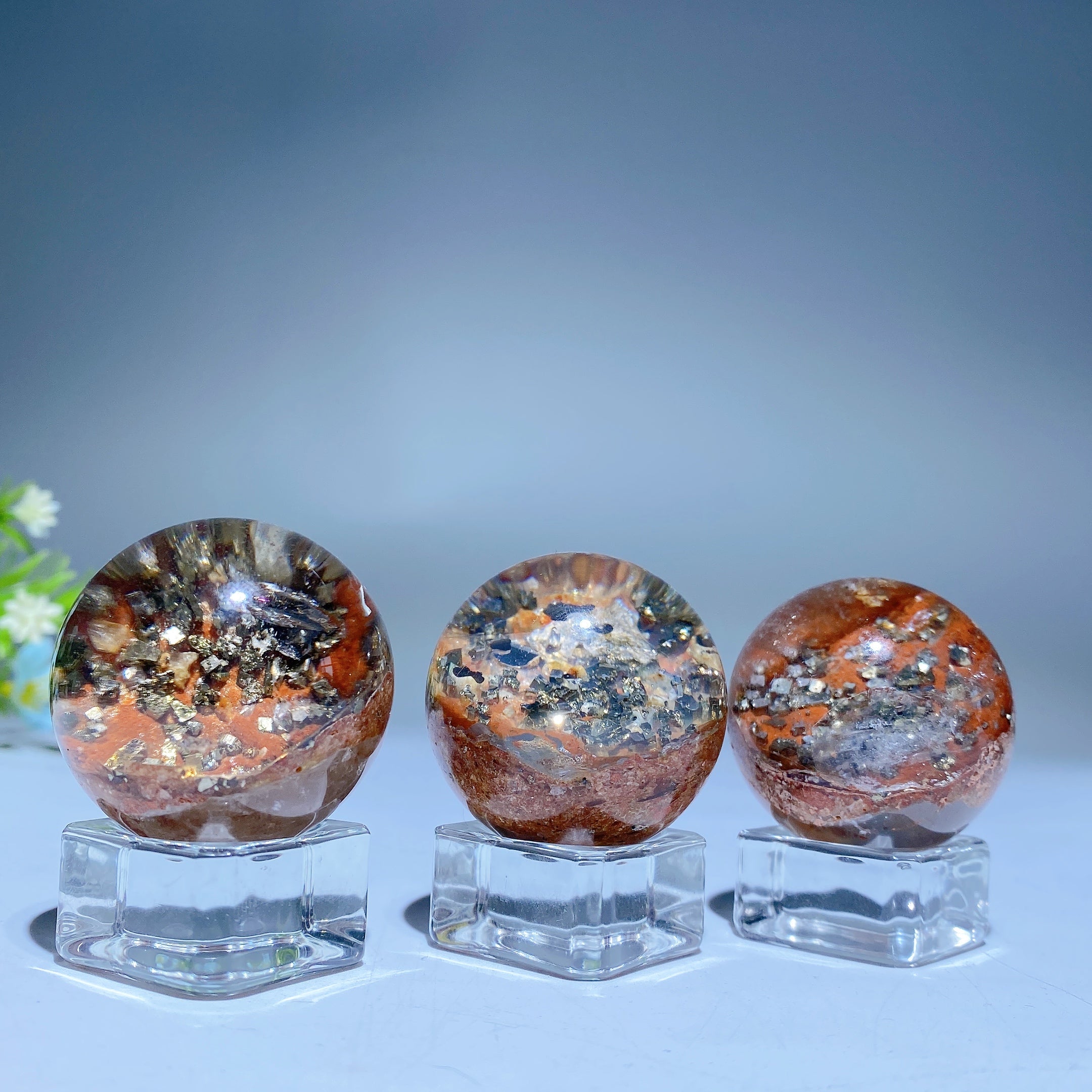 28-50mm Pyrite Quartz Crystal Sphere for Healing