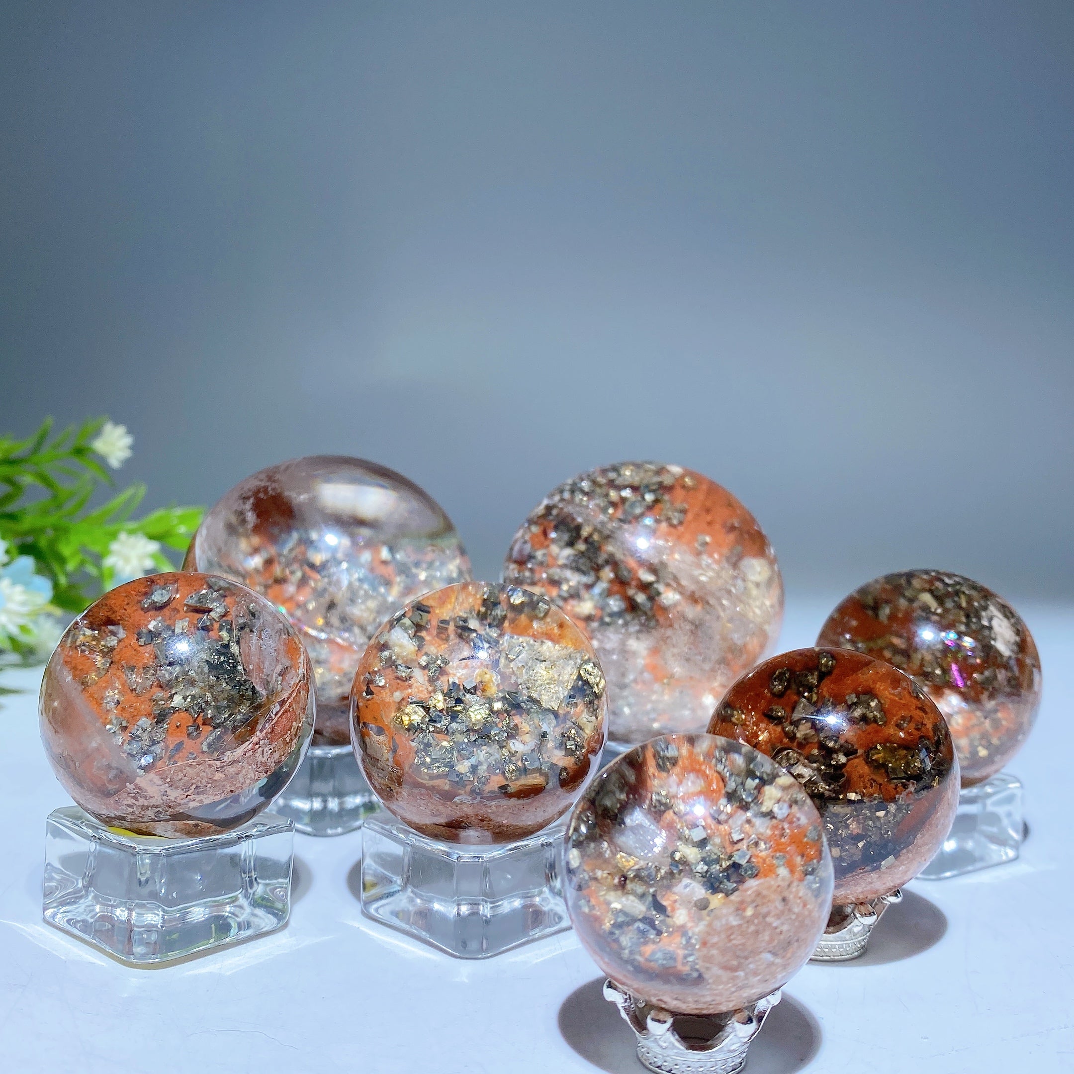 28-50mm Pyrite Quartz Crystal Sphere for Healing