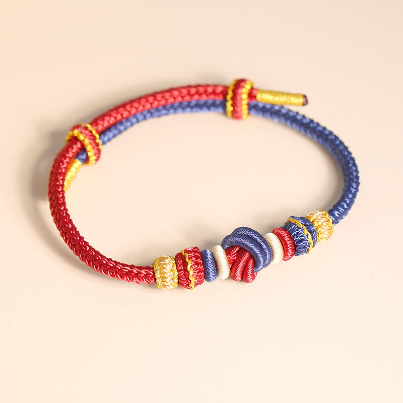Handcrafted Two-Color Peace Knot Red String Bracelet