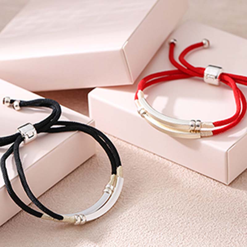 Sterling Silver Red String Layered Braid Bracelet for Luck & Protection