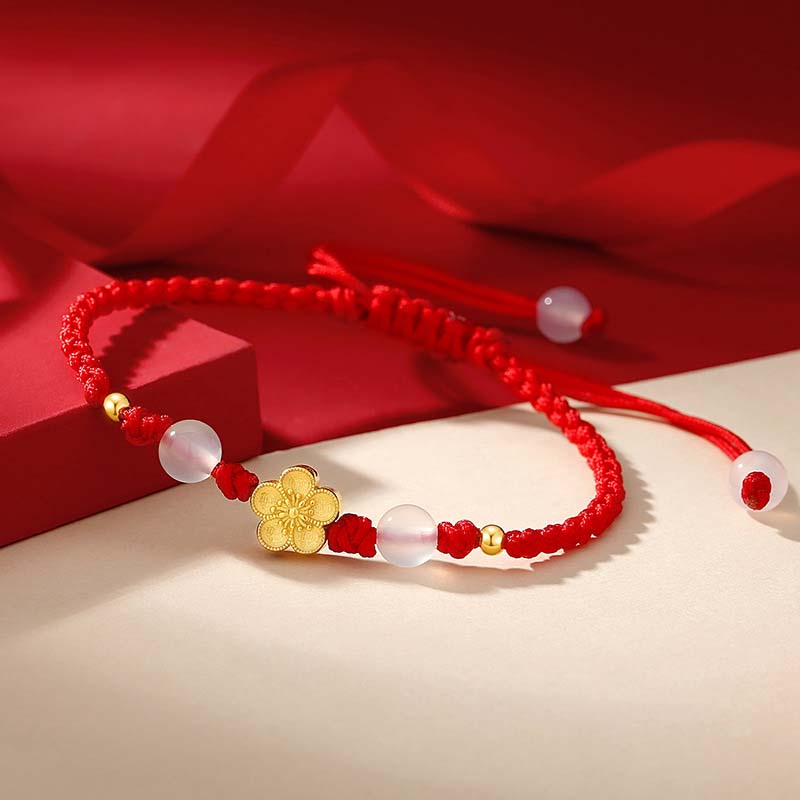 925 Sterling Silver Red Rope Chalcedony Luck Bracelet