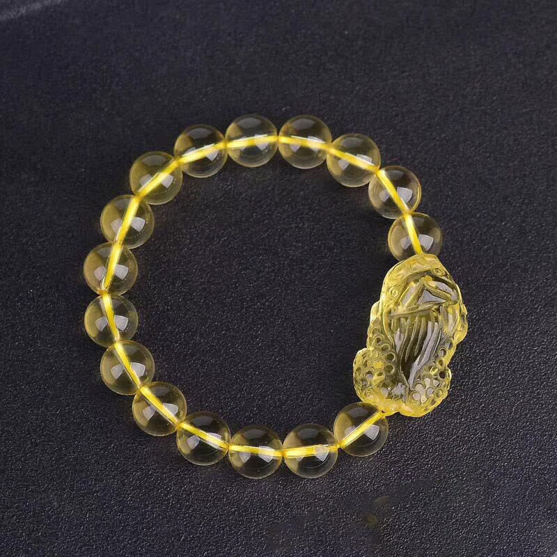 10mm Citrine Pi Xiu Bracelet for Prosperity & Protection