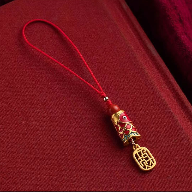 Cinnabar Koi Fish Charm Phone Hanging for Wealth & Luck