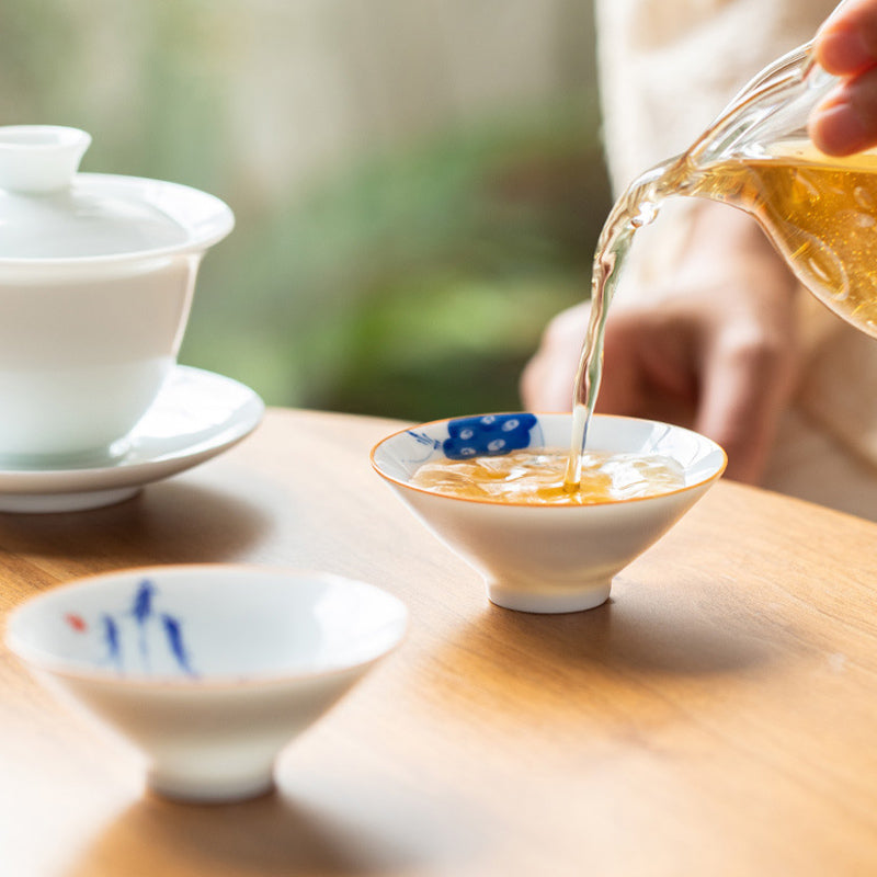 Mandala Koi Fish Lotus Ceramic Tea Cup 50ml Harmony