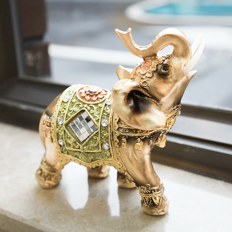 Green Feng Shui Elephant Figurine Small, Medium & Large Sizes