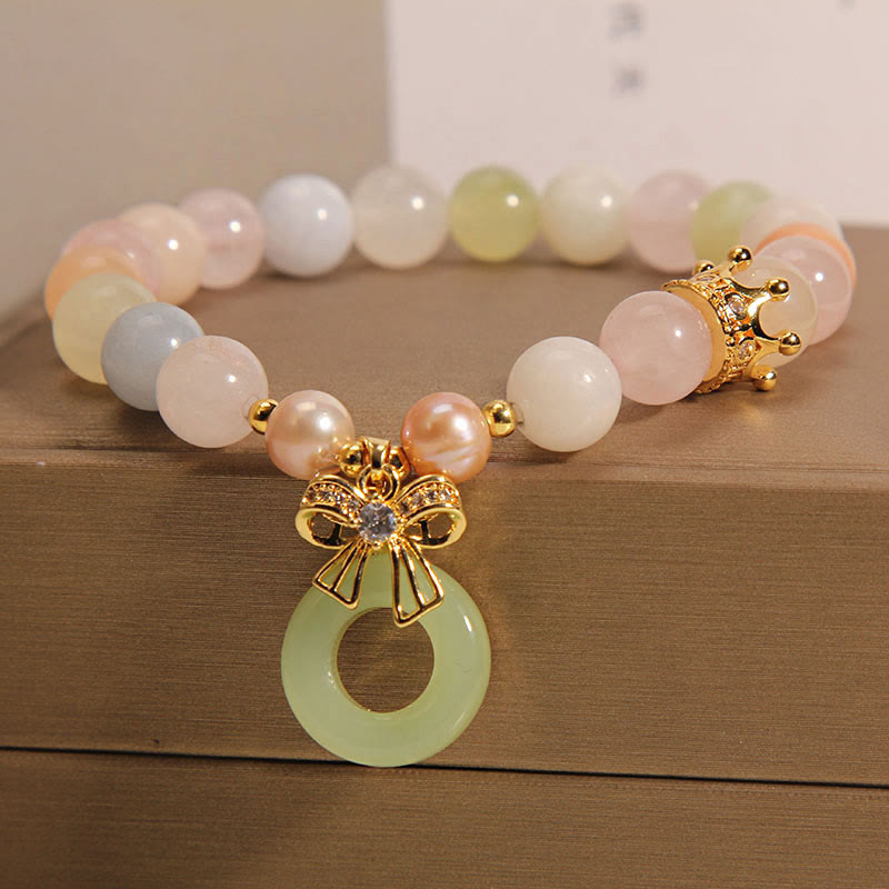 Morganite Peace Buckle Jade Bracelet for Confidence & Calm